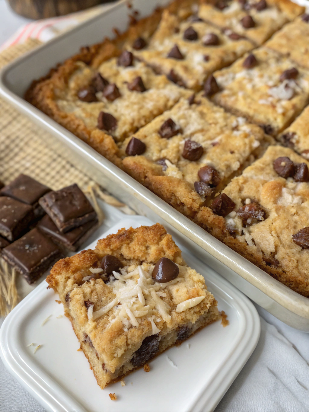 Best Coconut Toffee Chocolate Chip Cookie Bars Recipe