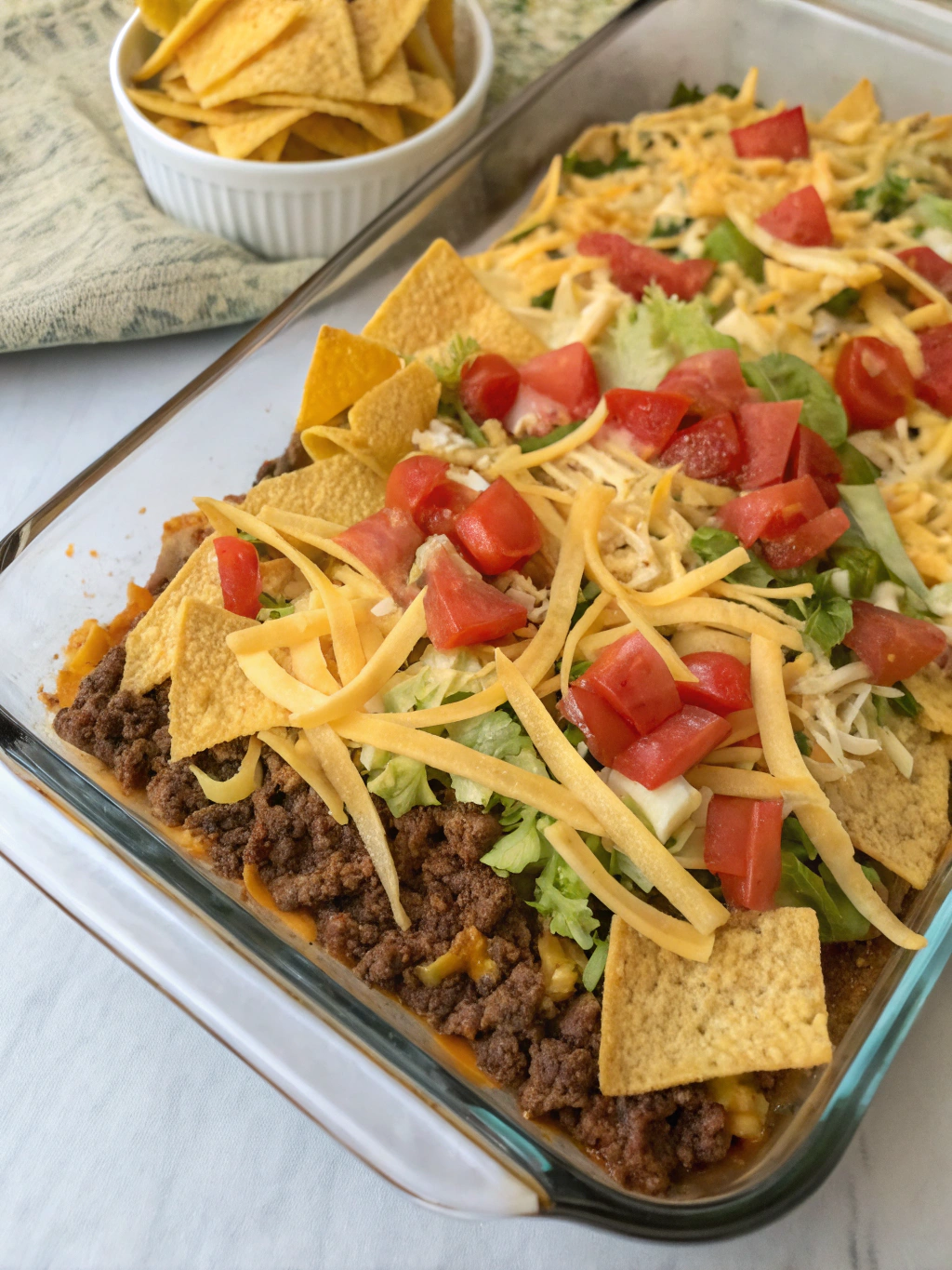 Ingredients for layered taco casserole